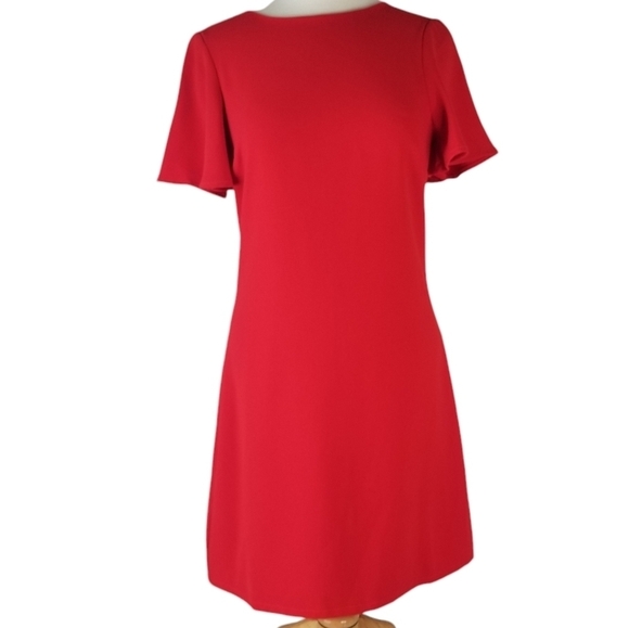 NWT Julie Brown NYC Red Crepe Riva Shift Mini Dress Flutter Sleeve Size 8 - Picture 1 of 14